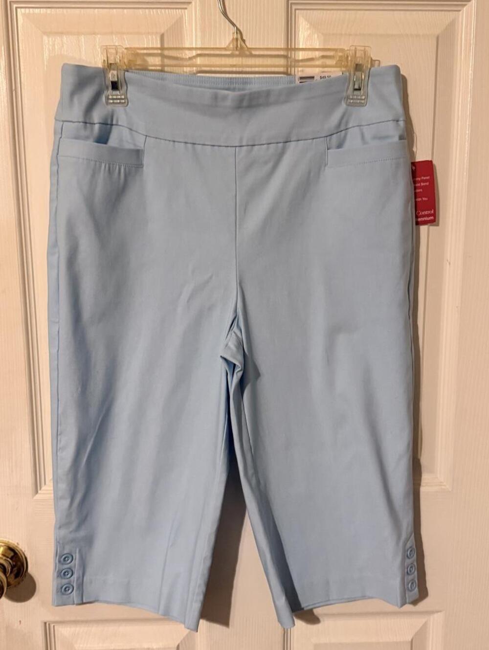 Kim Rogers Millennium Skimmer Capris Tummy Control Light Blue Pull On NWT 10